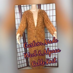 Wool & Alpaca Cable Knit Full Length Sweater/Coat